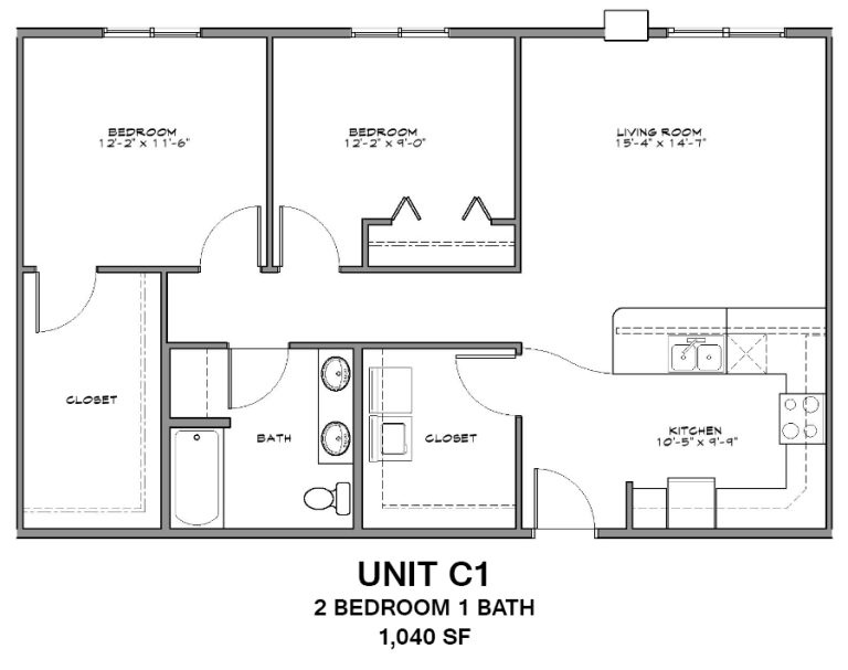 Unit C1 | 2 Bed, 1 Bath