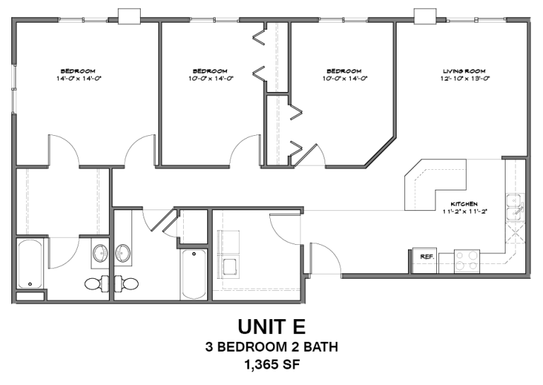 Unit E | 3 Bed, 2 Bath