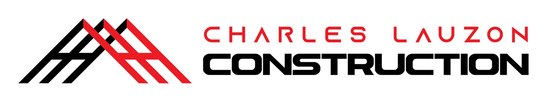 Un logo pour la construction charles lauzon avec un triangle rouge et noir