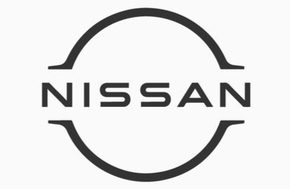 Nissan logo in black with circular emblem and wordmark on a white background