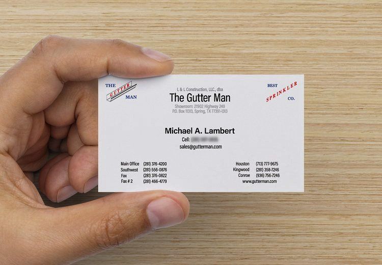 houston business card design for Houston Gutter Company Front View
