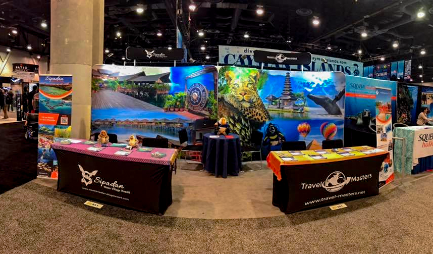 Trade Show Design Services - table covers, backdrops, roll-out banner design
