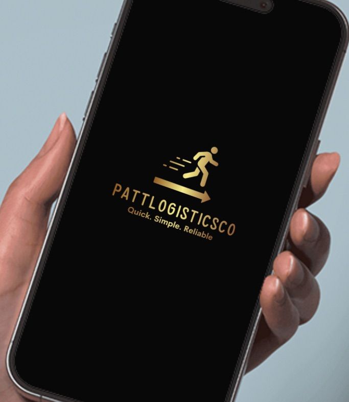 A person is holding a cell phone that says patlogisticsco