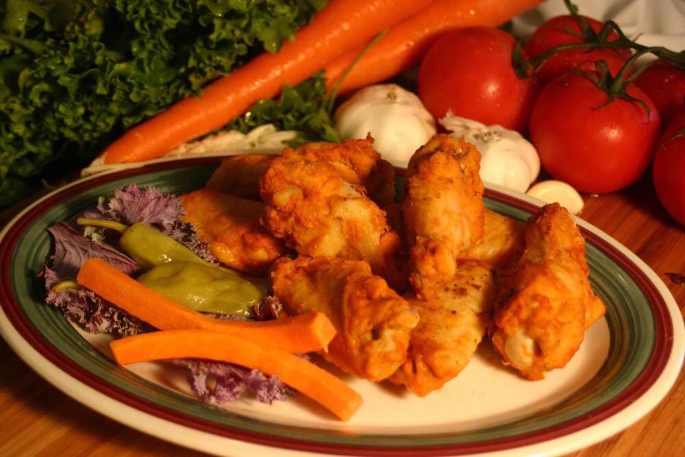 Hot wings on a plate