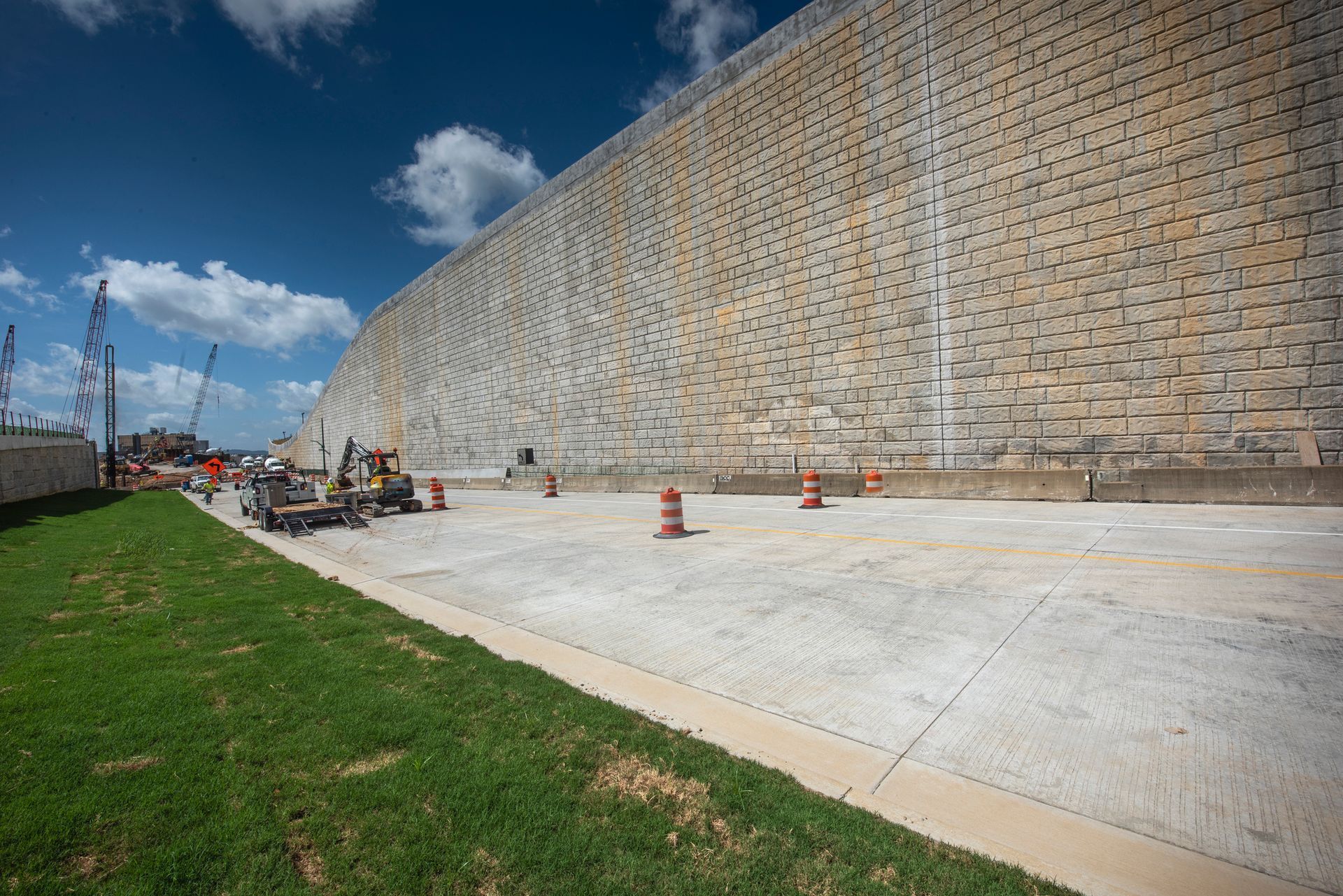 Large retaining wall for highway construction project.
