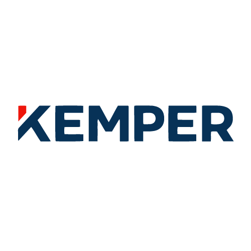 The kemper logo is blue and red on a white background.