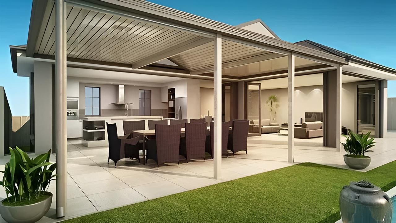 Artist's Impression of a House With a Covered Patio and Dining Area — Downright Carpentry in Ryan, QLD