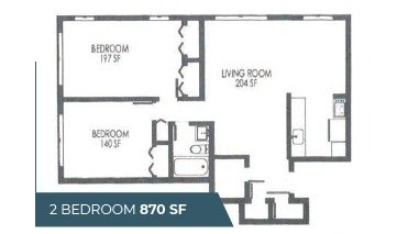 The Current floor plan - 1 bedrooms 1 bathroom