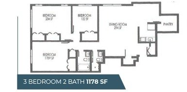 The Current floor plan - 3 bedrooms 2 bathrooms