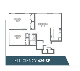 The Swift floor plan - 2 bedrooms 1 bathroom