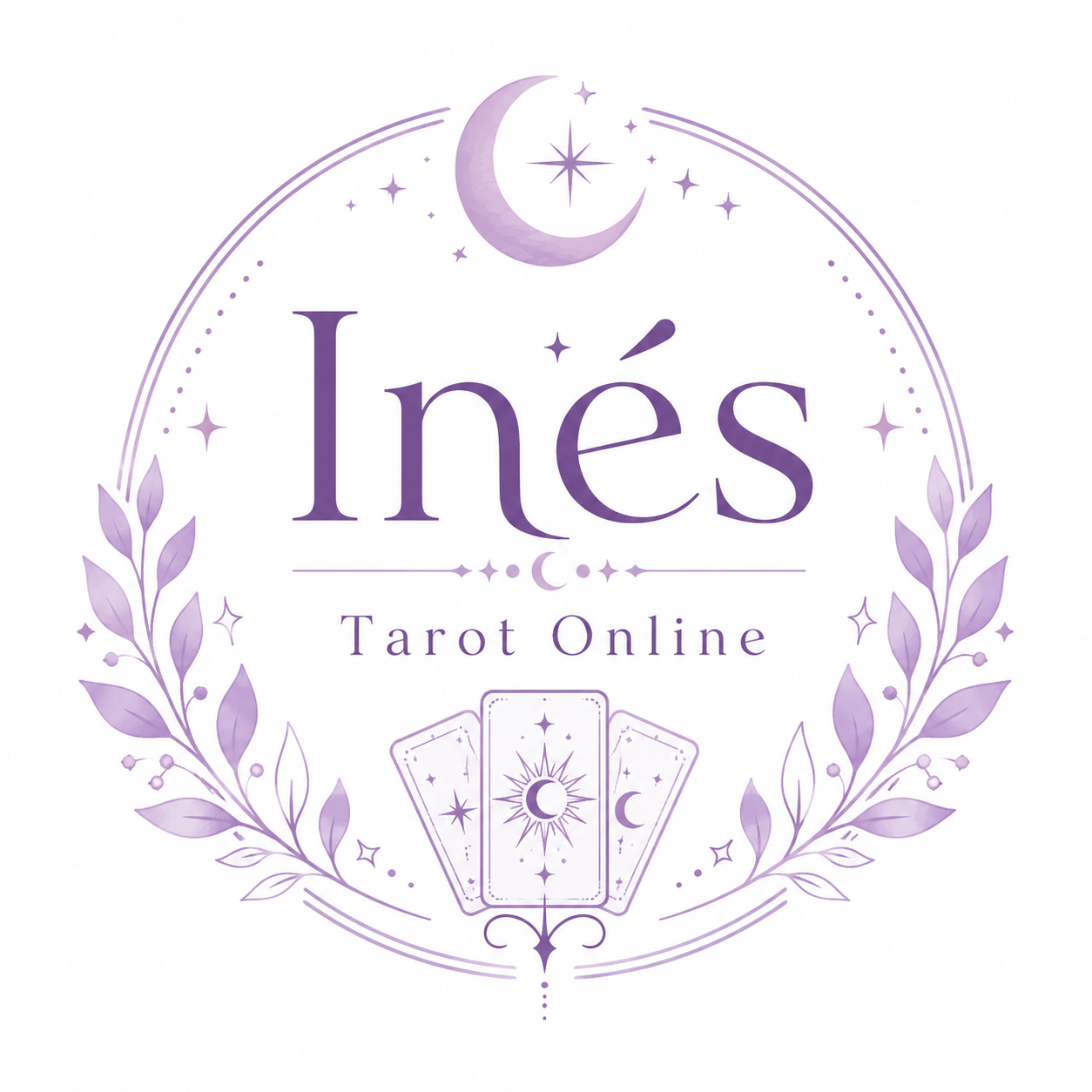 Logotipo circular de color lavanda con la inscripción “Inès Tarot Online
