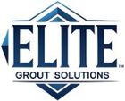 Logo for "Elite Grout Solutions" in blue and white. Text framed by geometric shapes.