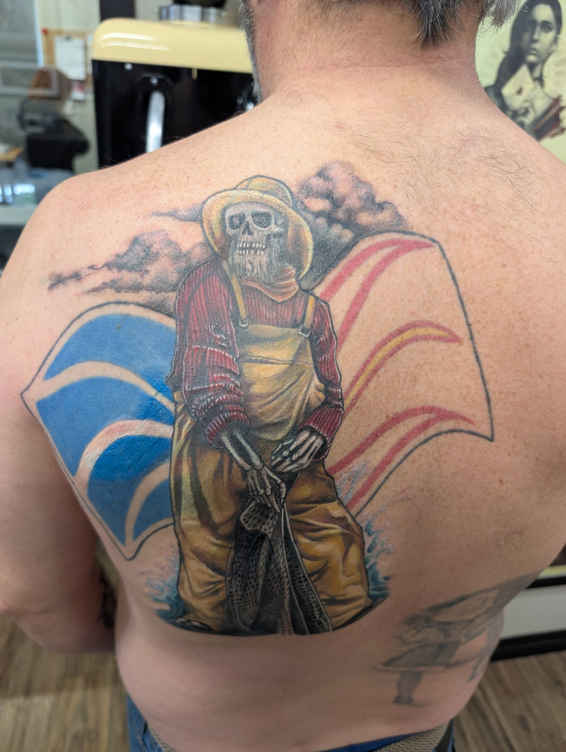 Fisherman Tattoo by Kevin Sherritt at Black Gold Tattoo Co in Edmonton Alberta Canada
