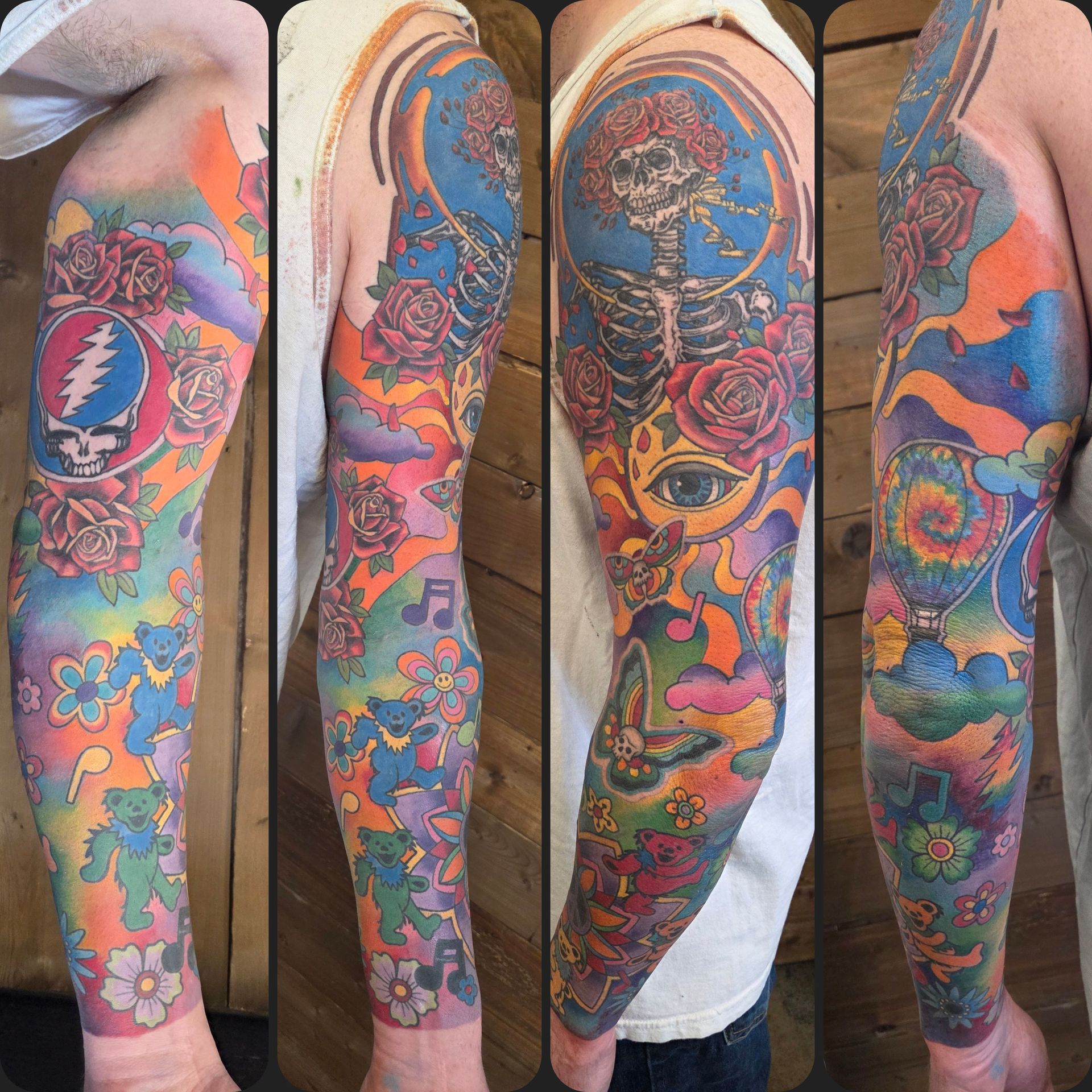 Grateful Dead Sleeve by Sheila Anderson at Crimson Empire Tattoo in Edmonton Alberta Canada