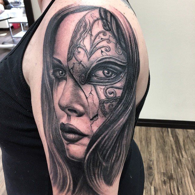 Girl Portrait Tattoo by Steve Hayes at Black Gold Tattoo Co in Edmonton Alberta Canada