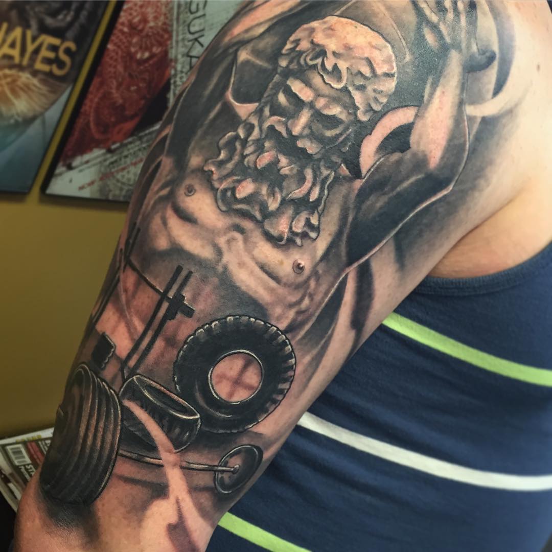 Atlas Tattoo by Sarah Michelle at Black Gold Tattoo Co in Edmonton Alberta Canada