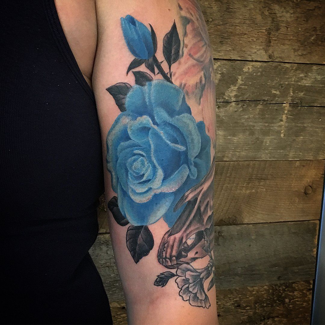 Rose Tattoo by Dale Moostoos at Crimson Empire Tattoo in Edmonton Alberta Canada