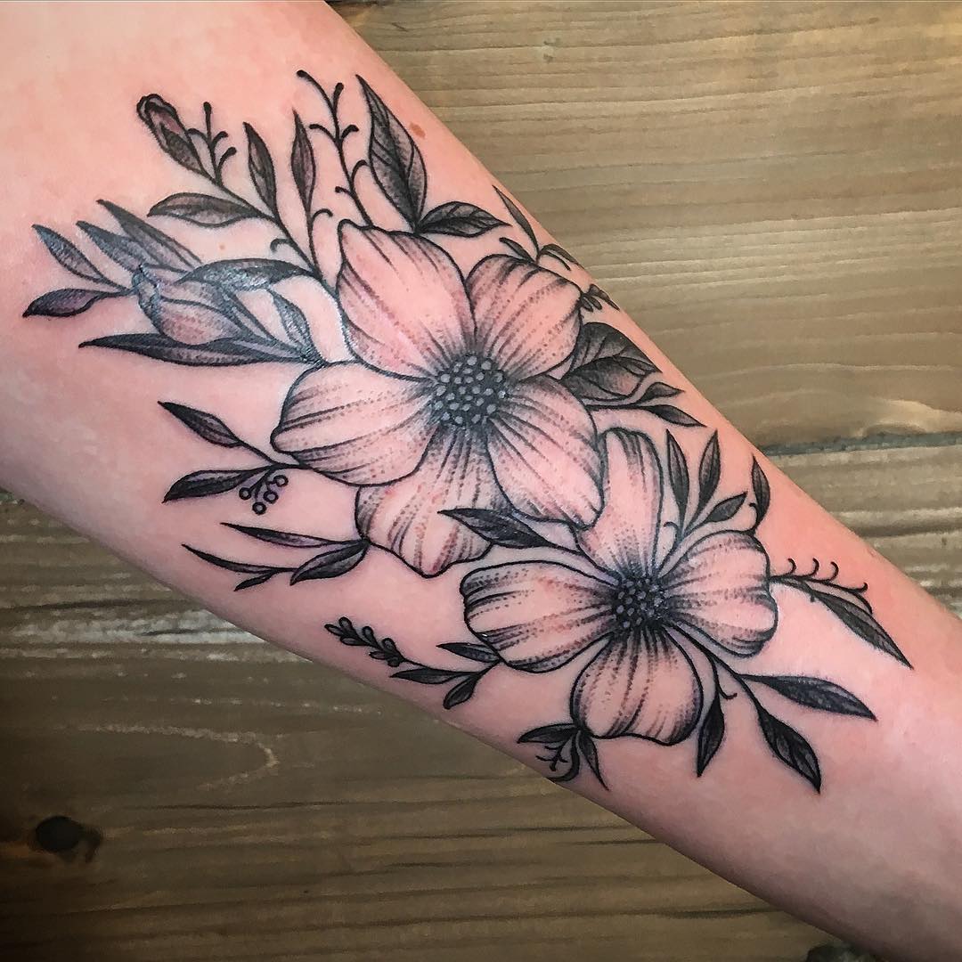 Floral Tattoo by Dale Moostoos at Crimson Empire Tattoo in Edmonton Alberta Canada