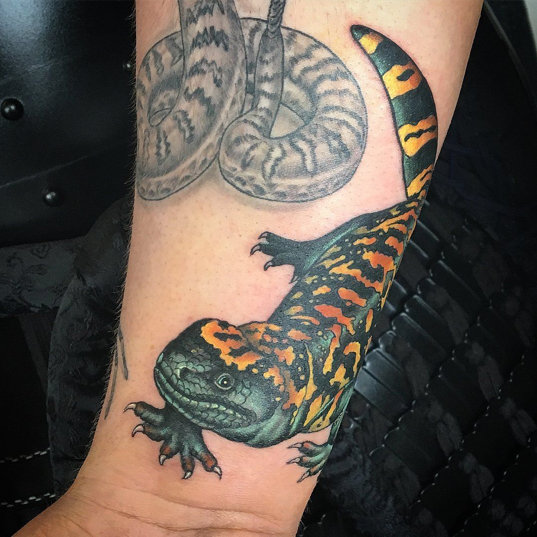 Gecko Tattoo by Dale Moostoos at Crimson Empire Tattoo in Edmonton Alberta Canada