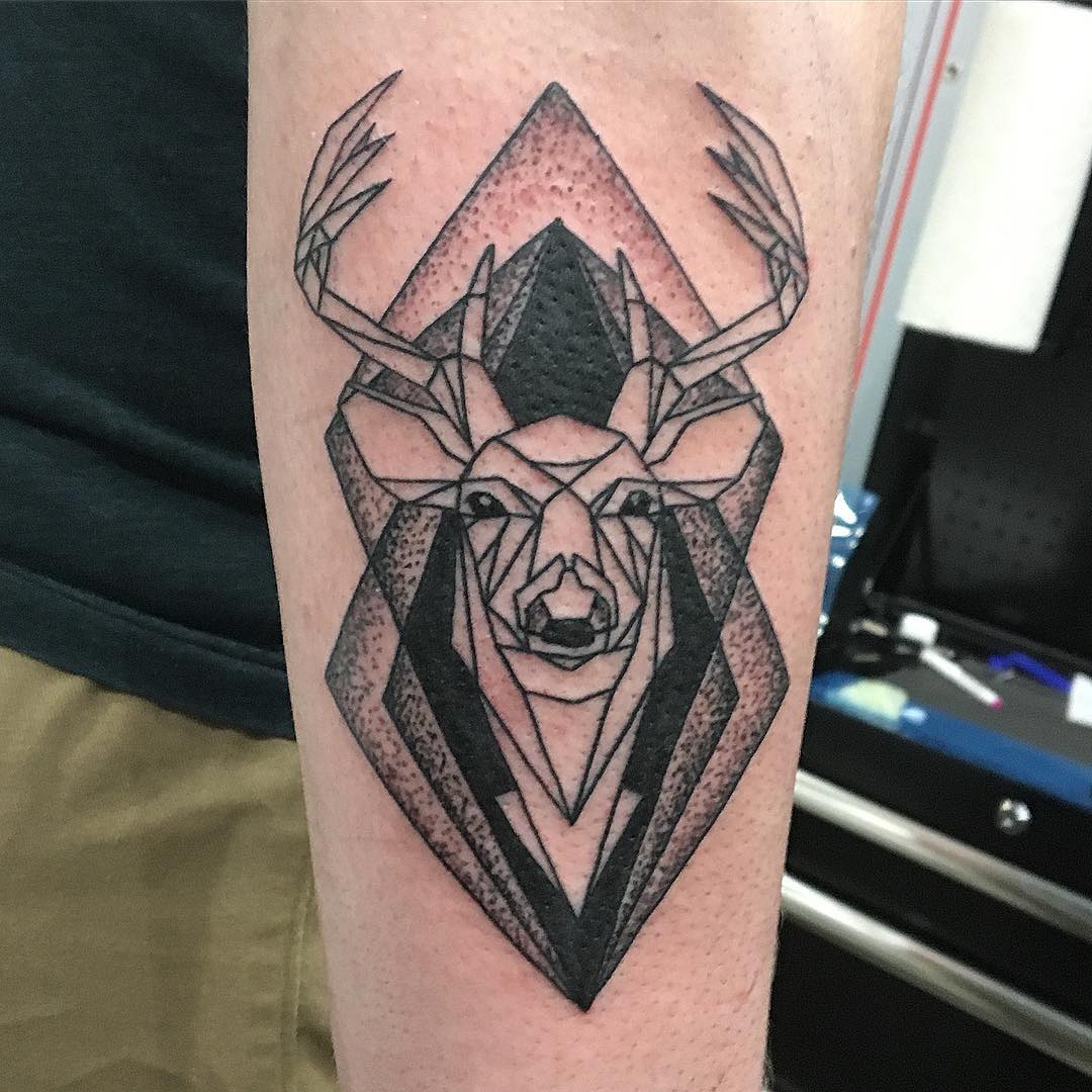 Deer Tattoo by Dale Moostoos at Crimson Empire Tattoo in Edmonton Alberta Canada