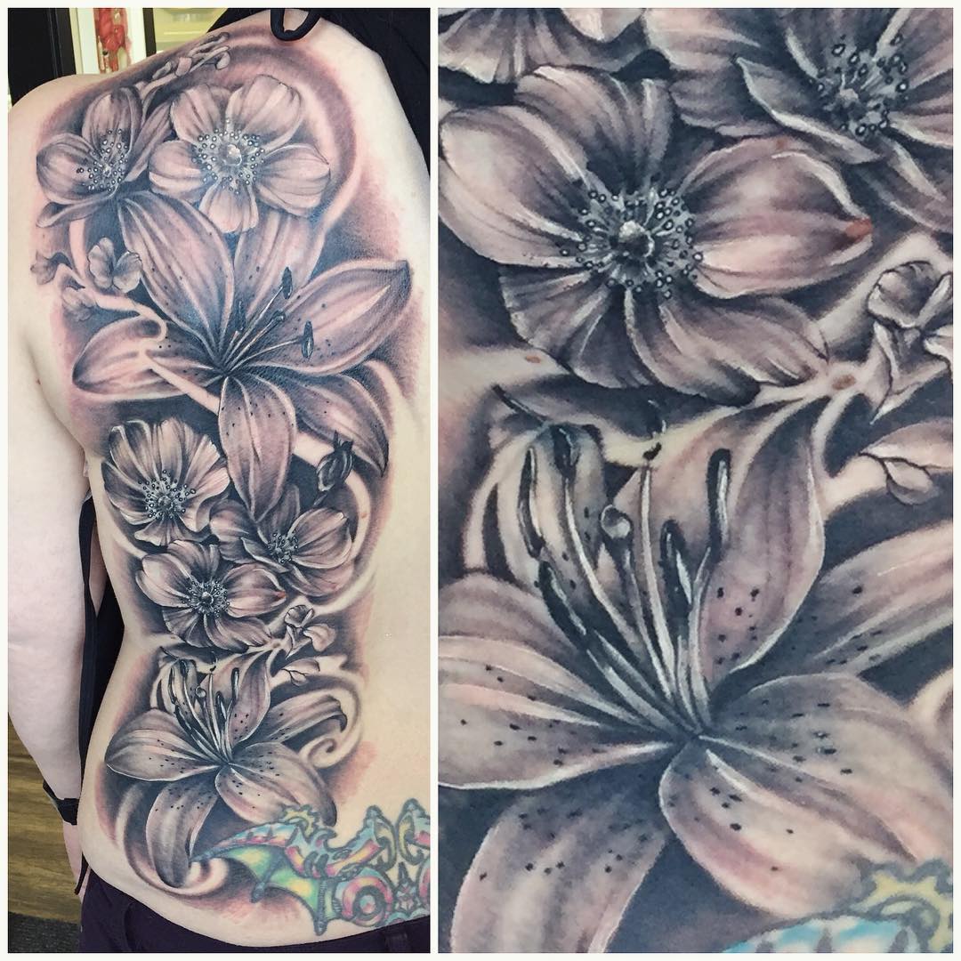 Floral Tattoo by Sarah Michelle at Black Gold Tattoo Co in Edmonton Alberta Canada