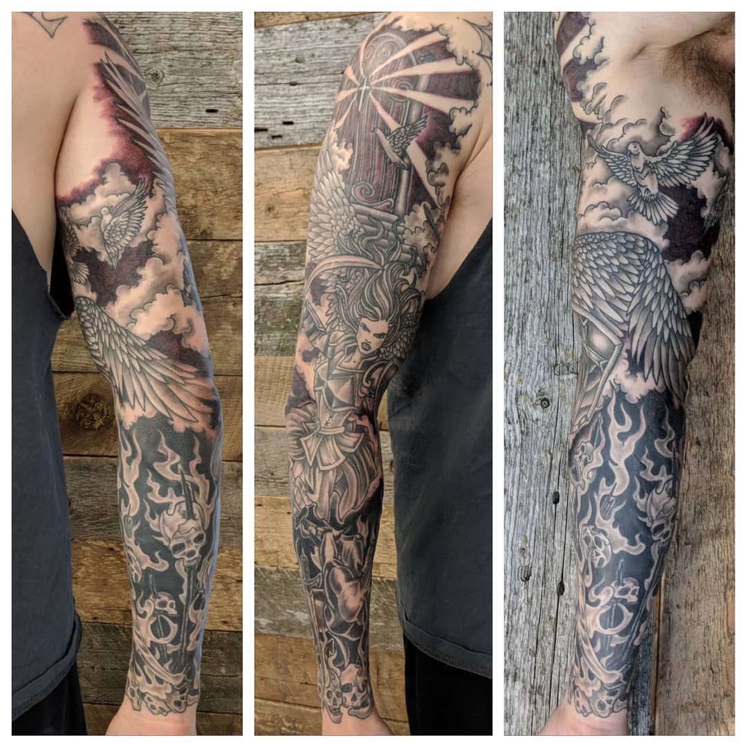 Valkyrie Sleeve by Sheila Anderson at Crimson Empire Tattoo in Edmonton Alberta Canada