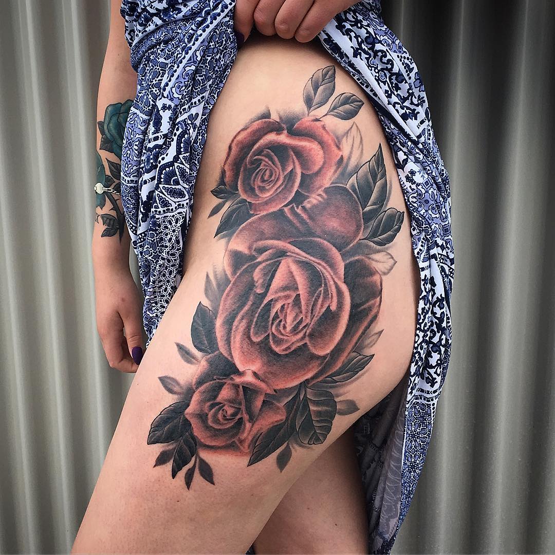 Roses Tattoo by Dale Moostoos at Crimson Empire Tattoo in Edmonton Alberta Canada
