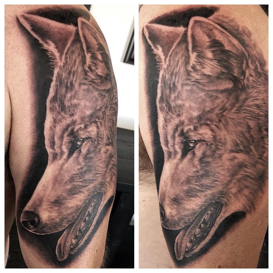 Wolf Tattoo by Chad Lavers at Crimson Empire Tattoo in Edmonton Alberta Canada