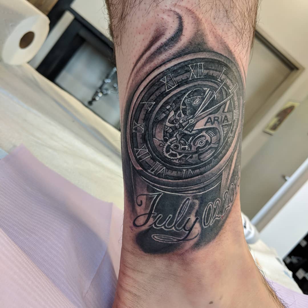 Watch Tattoo by Kevin Sherritt at Black Gold Tattoo Co in Edmonton Alberta Canada