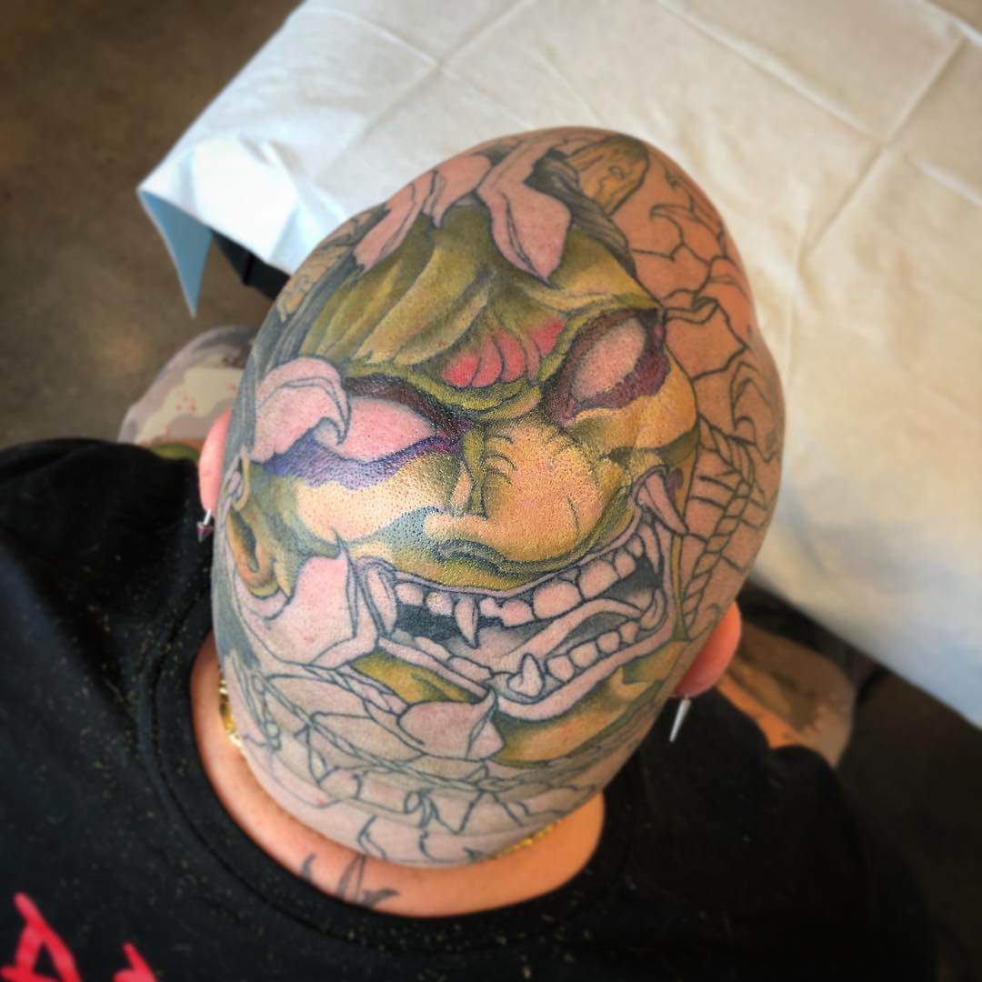 Hannya Mask Tattoo by Curt Semeniuk at Crimson Empire Tattoo in Edmonton Alberta Canada