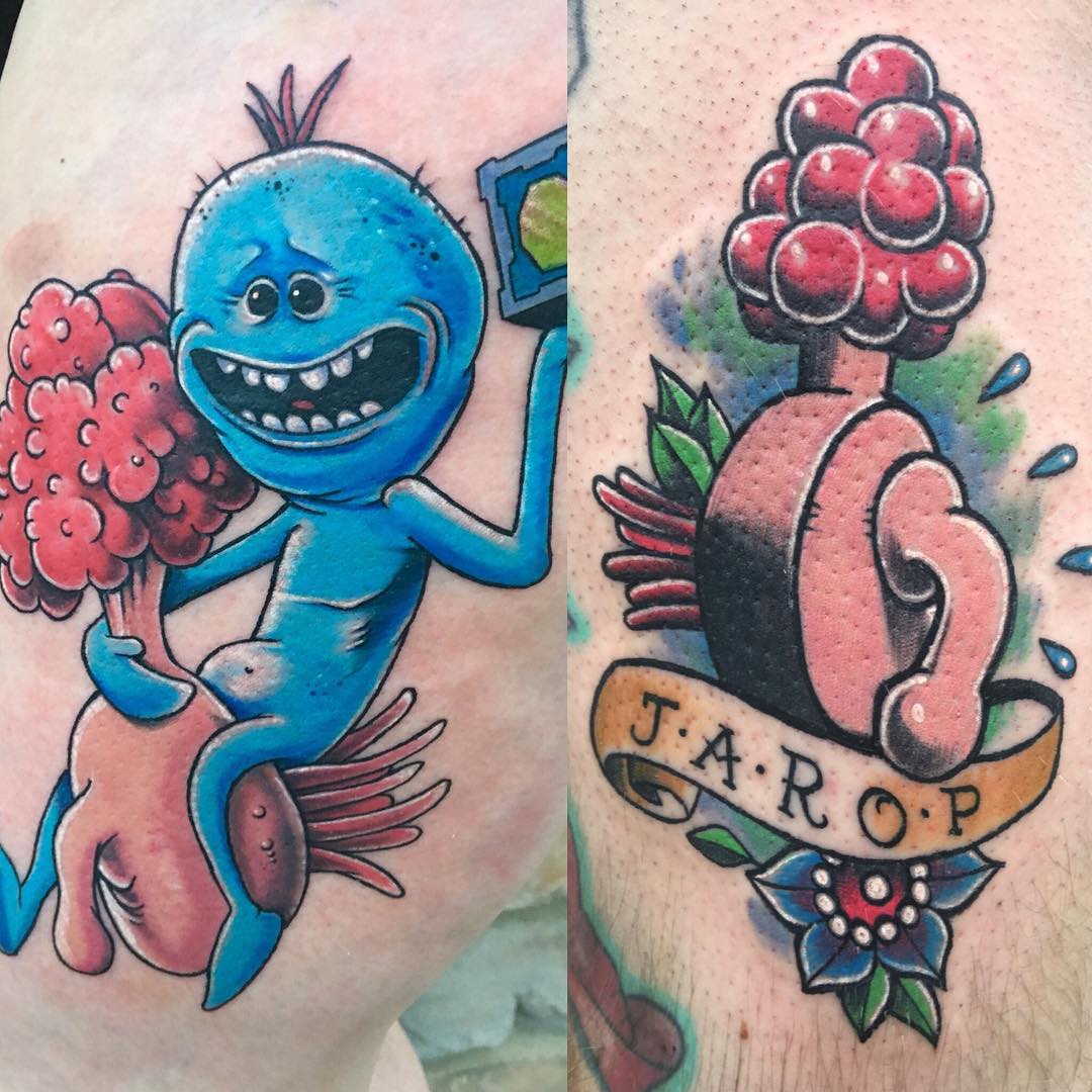 Rick and Morty Tattoo by Chris Labrenz at Black Gold Tattoo Co in Edmonton Alberta Canada