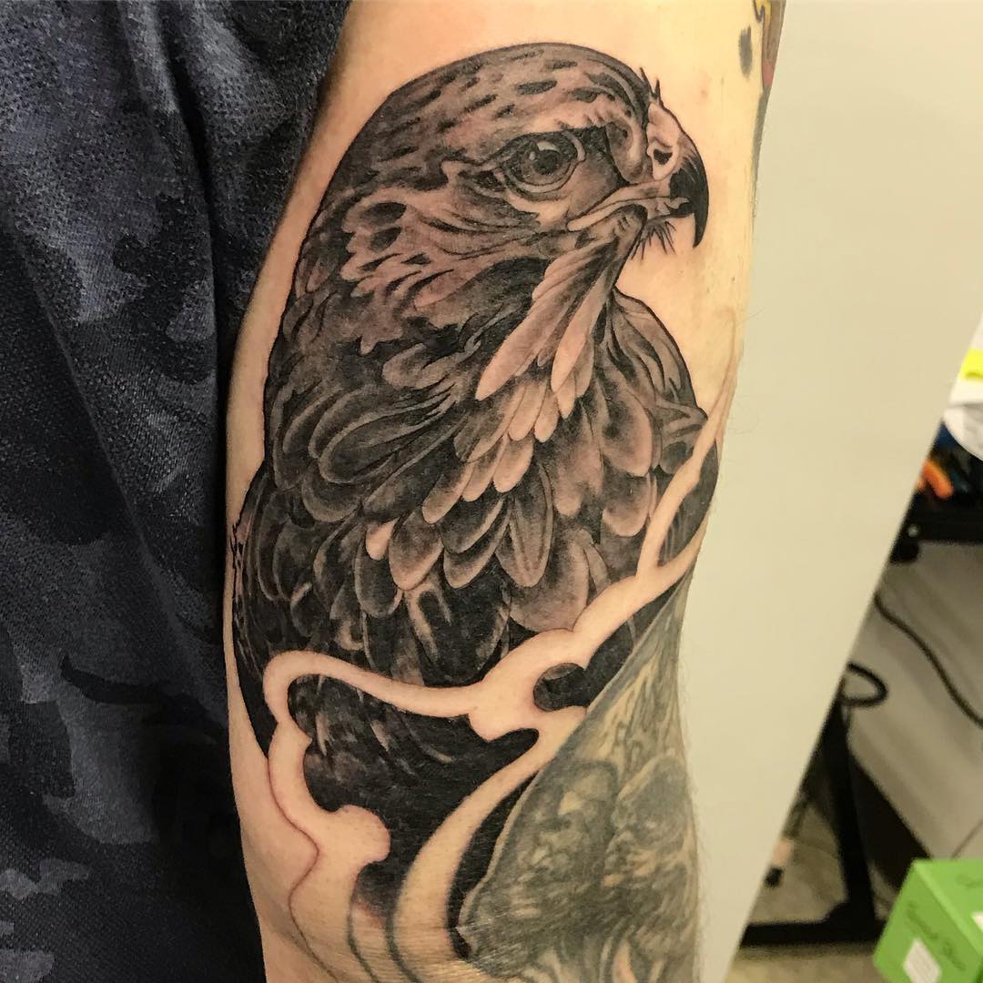 Eagle Tattoo by Trevor Pelletier at Black Gold Tattoo Co in Edmonton Alberta Canada