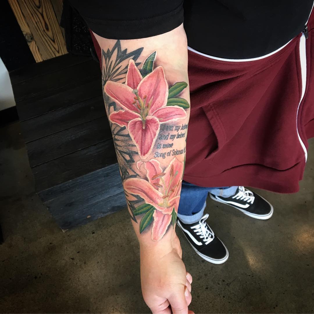 Floral Tattoo by Dale Moostoos at Crimson Empire Tattoo in Edmonton Alberta Canada