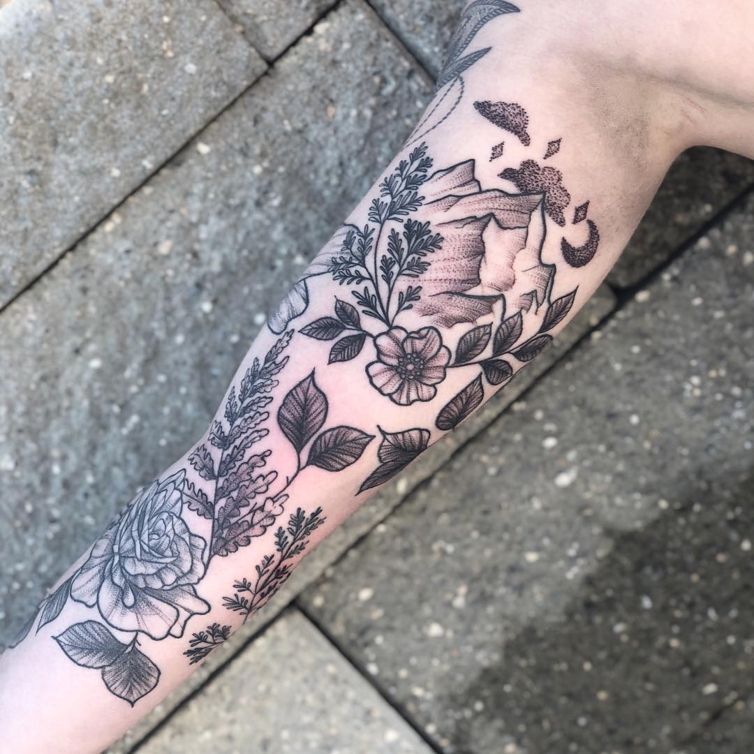 Floral Tattoo by Vanessa Spezowka at Crimson Empire Tattoo in Edmonton Alberta Canada