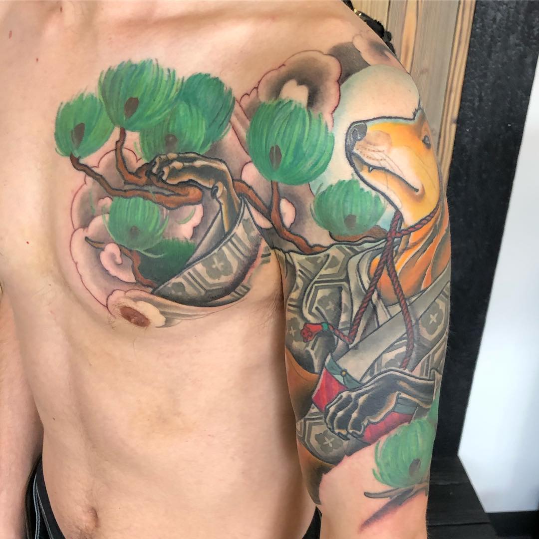 Kitsune Tattoo by Curt Semeniuk at Crimson Empire Tattoo in Edmonton Alberta Canada