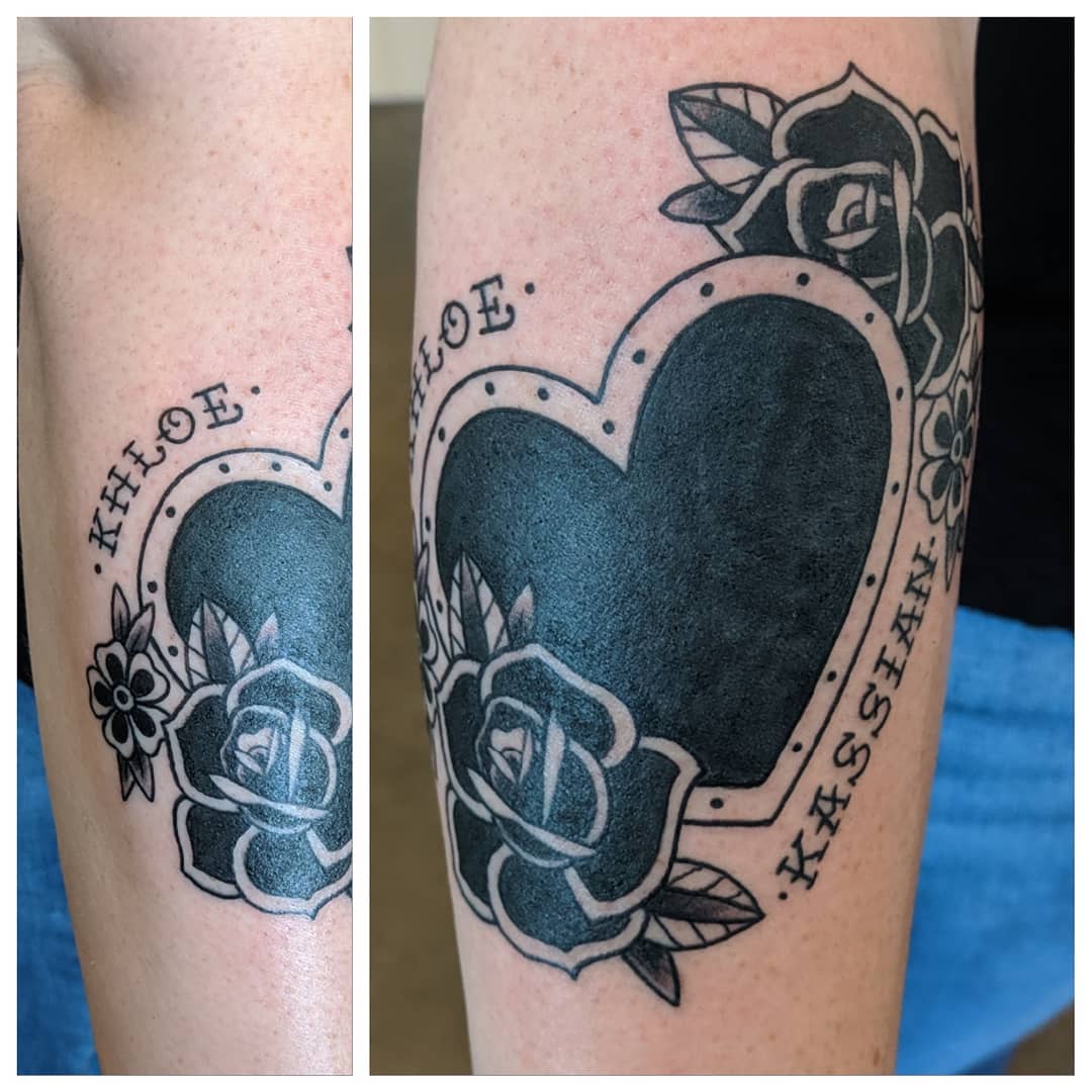 Heart and Roses Tattoo by Sheila Anderson at Crimson Empire Tattoo in Edmonton Alberta Canada