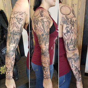 Fantasy Sleeve Tattoo by Adrienne Alexander at Crimson Empire Tattoo in Edmonton Alberta Canada