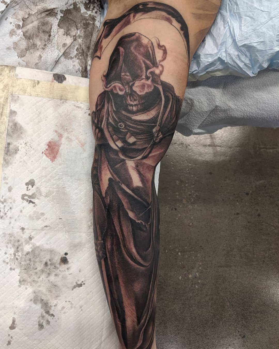 Grim Reaper Tattoo by Kevin Sherritt at Black Gold Tattoo Co in Edmonton Alberta Canada