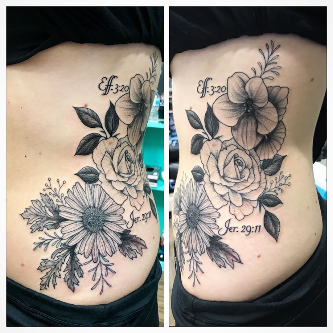 Floral Tattoo by Jess Alther at Black Gold Tattoo Co in Edmonton Alberta Canada