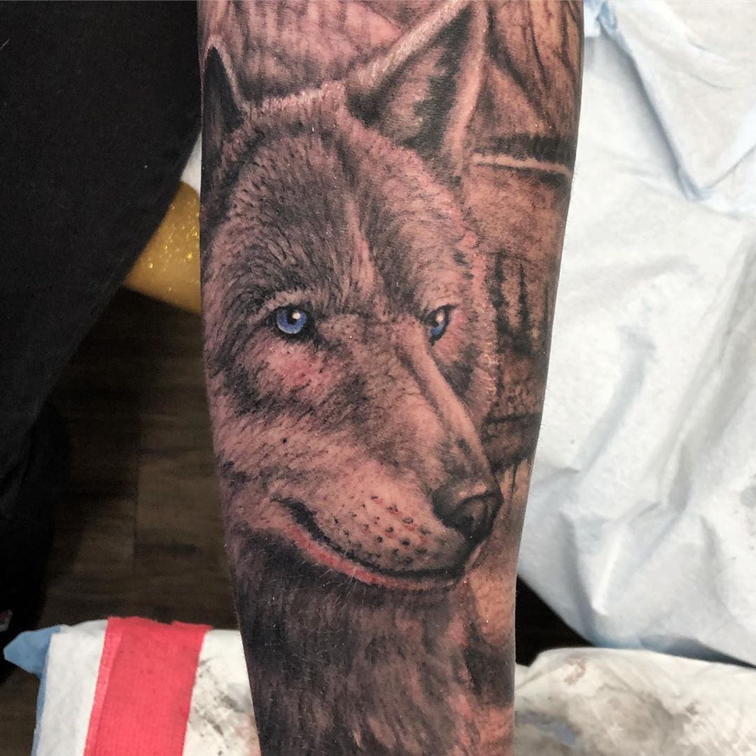 Wolf Tattoo by Steve Hayes at Black Gold Tattoo Co in Edmonton Alberta Canada