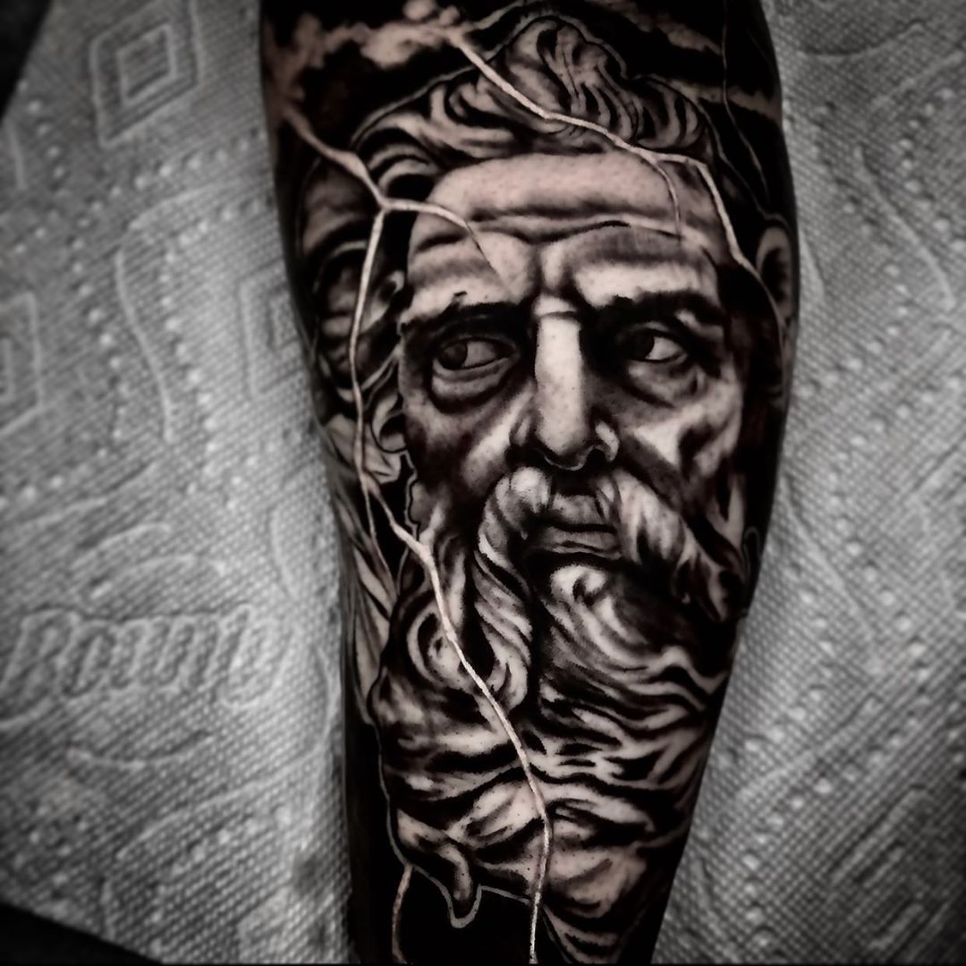 Zeus Tattoo by Romeo Ostiguy at Black Gold Tattoo Co in Edmonton Alberta Canada