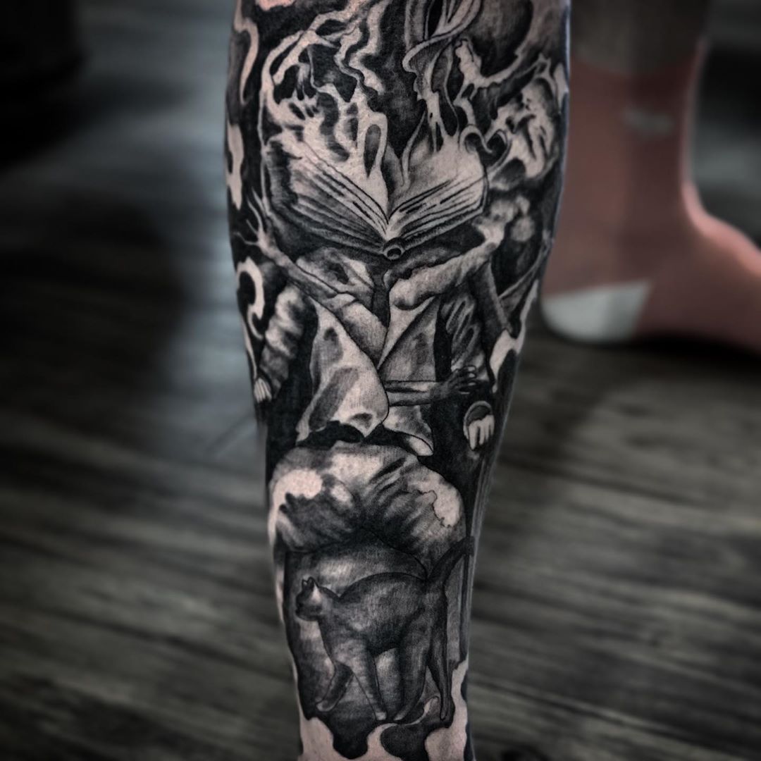 Reading is Knowledge Tattoo by Romeo Ostiguy at Black Gold Tattoo Co in Edmonton Alberta Canada