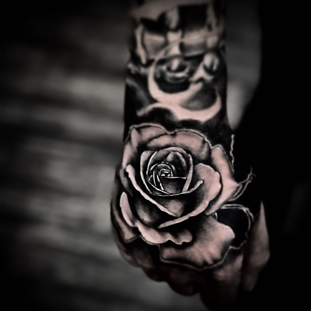 Rose Tattoo by Romeo Ostiguy at Black Gold Tattoo Co in Edmonton Alberta Canada