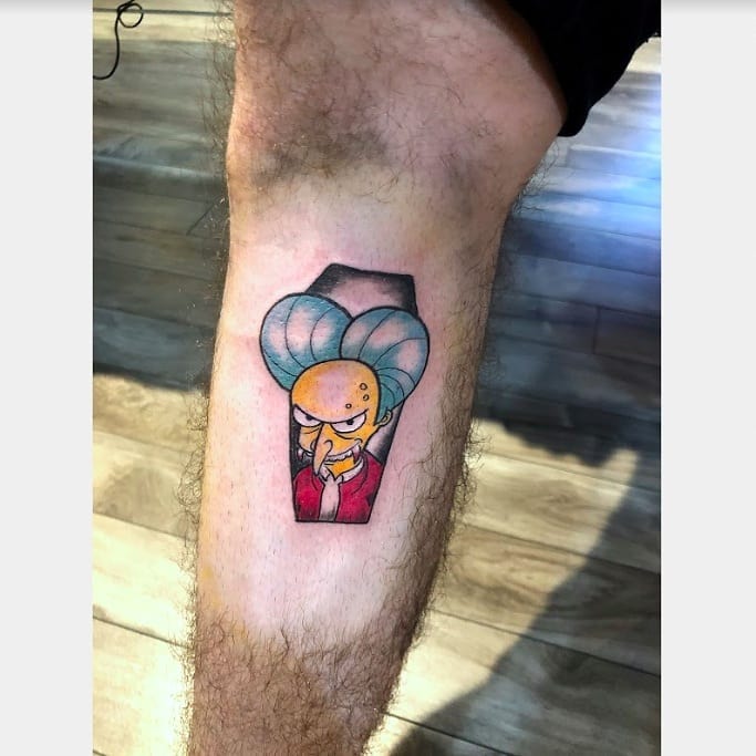 Simpsons Tattoo by Tony Honning at Crimson Empire Tattoo in Edmonton Alberta Canada