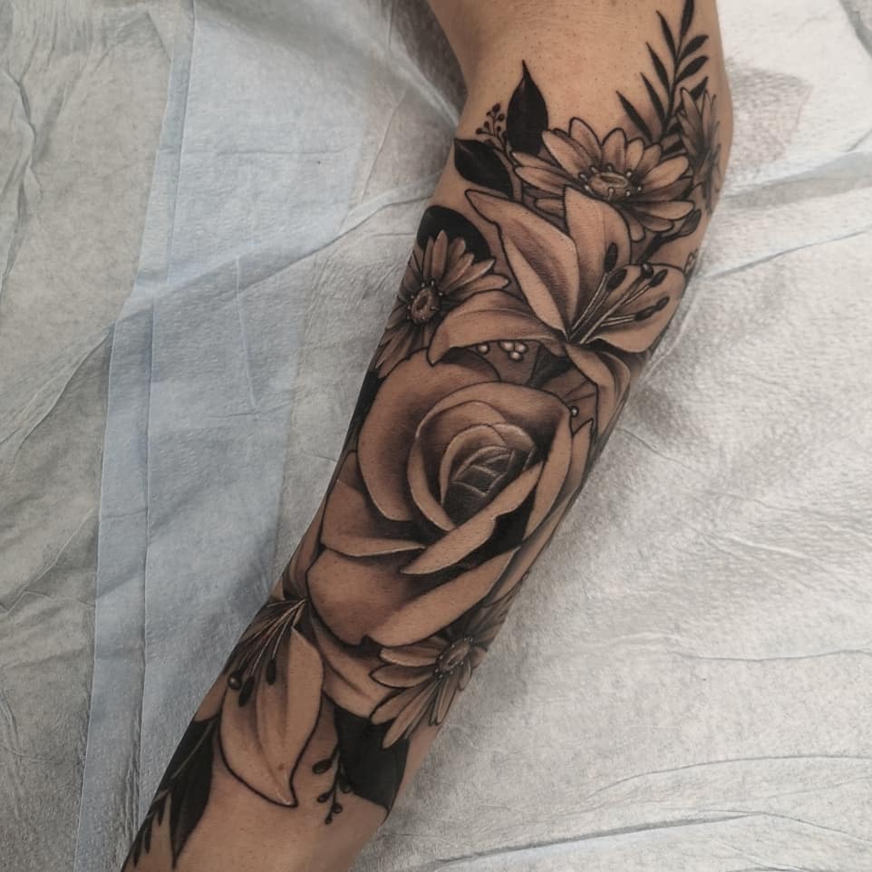 Rose Tattoo by Sasha Day at Black Gold Tattoo Co in Edmonton Alberta Canada