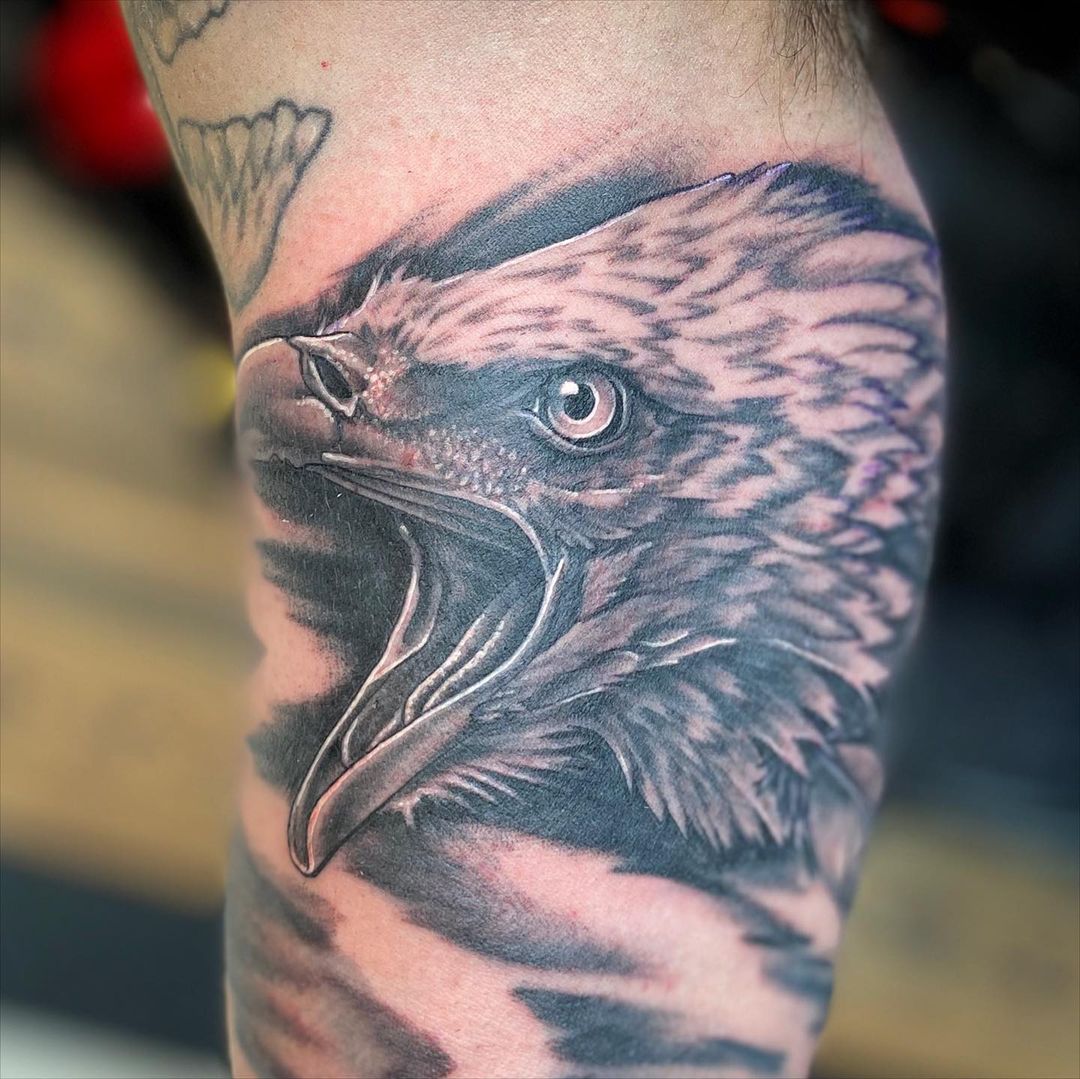 Eagle Tattoo by Dale Moostoos at Crimson Empire Tattoo in Edmonton Alberta Canada