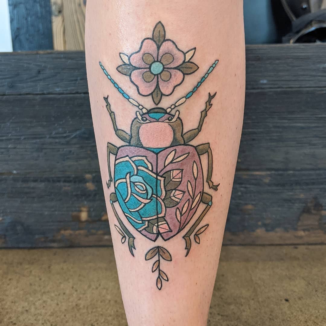 Beetle Tattoo by Sheila Anderson at Crimson Empire Tattoo in Edmonton Alberta Canada