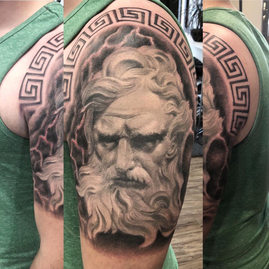 Zeus Tattoo by Steve Hayes at Black Gold Tattoo Co in Edmonton Alberta Canada