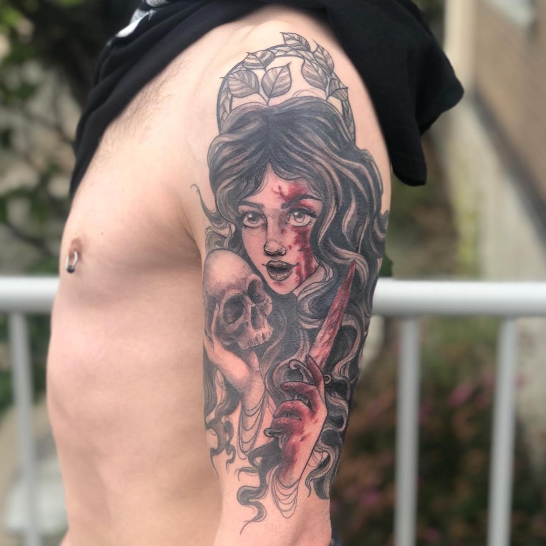 Celtic Goddess Tattoo by Vanessa Spezowka at Crimson Empire Tattoo in Edmonton Alberta Canada