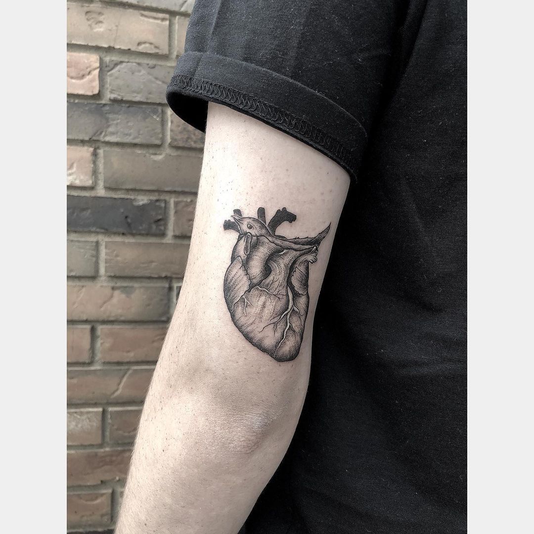 Anatomical Heart Tattoo by Tony Honning at Crimson Empire Tattoo in Edmonton Alberta Canada